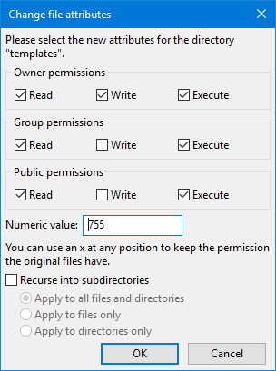Error 500 File permissions