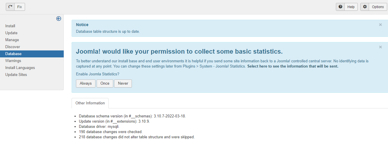 Fix Joomla Database